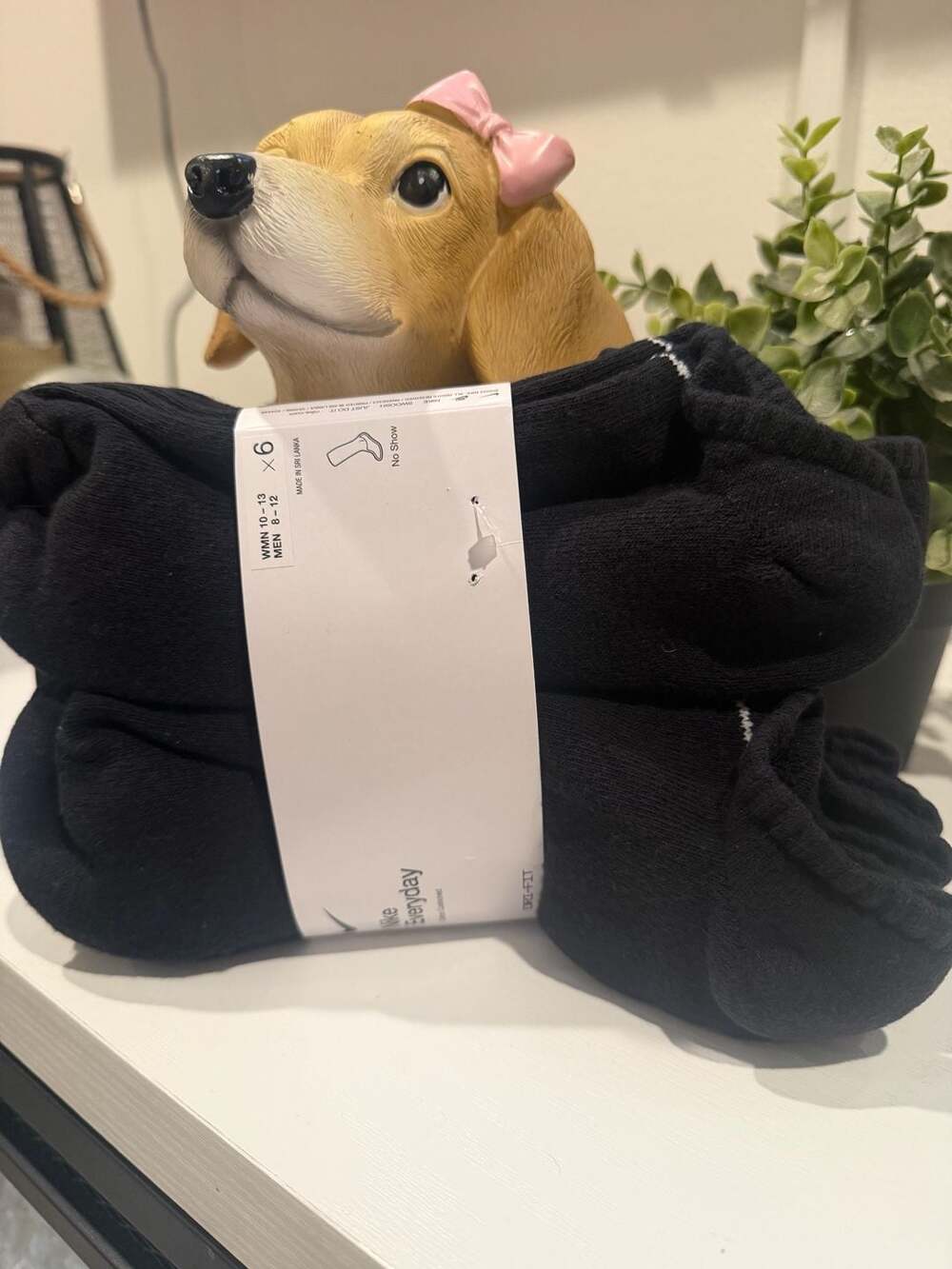 Nike Everyday Cotton Cushioned No-Show Socks 6-Pack Black Size L